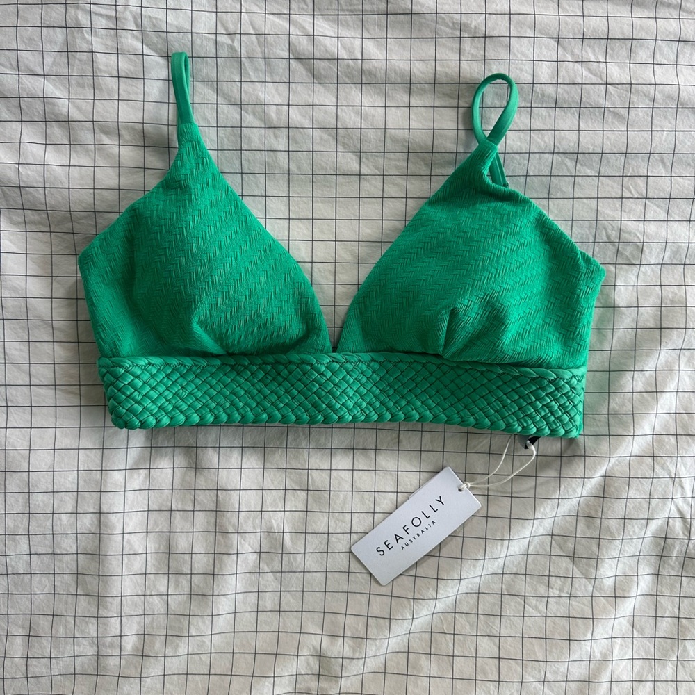 Seafolly Banded Bralette Willow Bikini Top in Jade